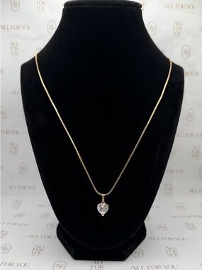 NWT 14K Gold Filled 24” Box Chain Necklace | 8mm Zircon Heart Pendant